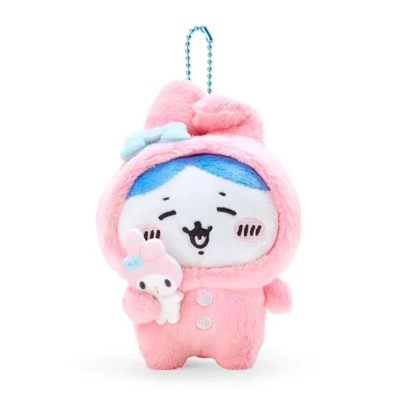 Cute Anime Plush Toys Keychain Kawaii Usagi ハチワレ ちいかわ Pendant Ornaments Pochacco Melody Kuromi Girls 10cm