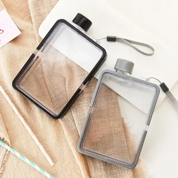 Bouteille d'Eau de dehors Portable de 380ml, Tasse Carrée Plate de Voyage, Taille A5, Bouilloire Transparente de Fitness en Plein Air 2