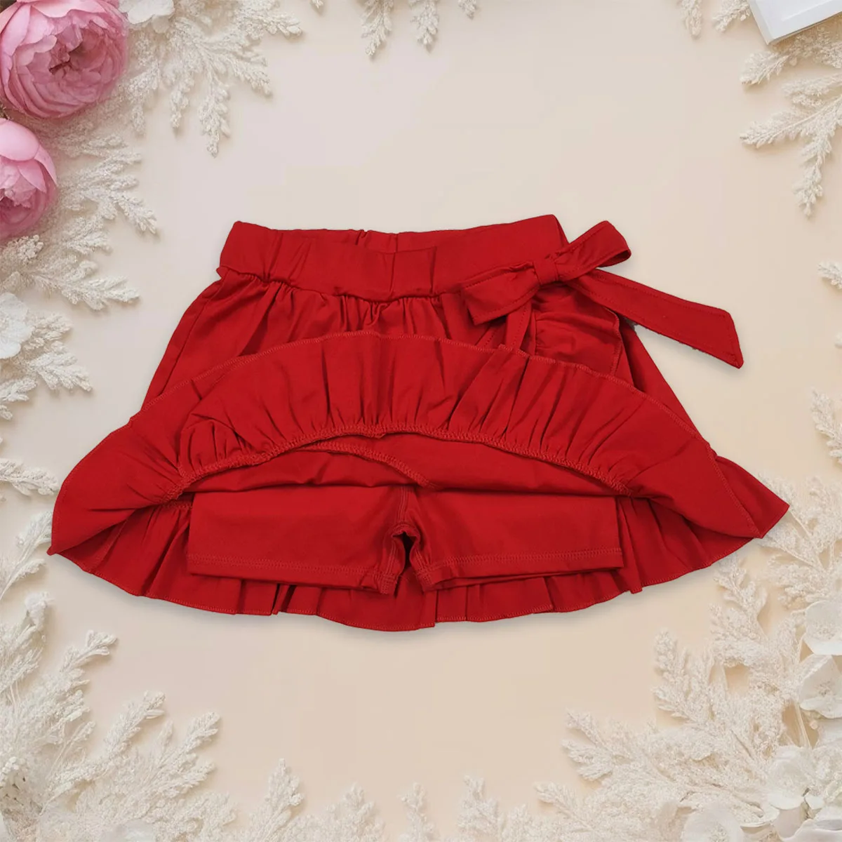 Kids Children Active Skort Clothes Breathable Baby Girl Red Yoga Active Ruffle Mini Skirt Toddler Athletic Clothing Wholesale
