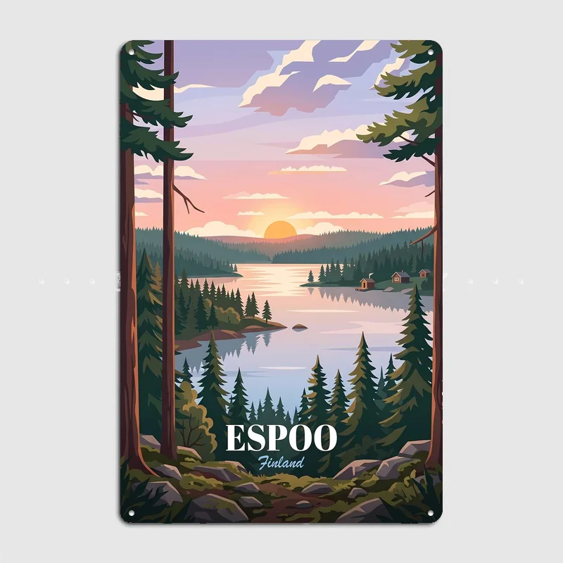 Espoo Finland Sunset Metal Custom Sign Living Room Wall Indoor Decor Room Decoration Bedroom Posters Home Decor