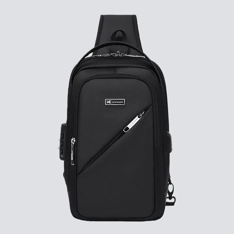 Men's Waterproof Chest Bag Anti-Theft Crossbody Sling Pack Multifunction Password Lock Small Backpack Trendy Travel Shoulder Bag