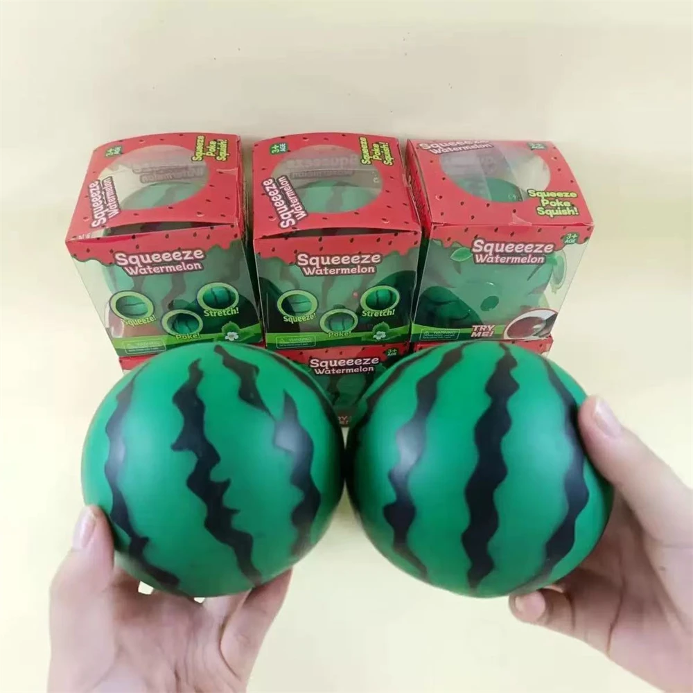 Trending Simulated Fruit Watermelon Water Bead Stress Ball Portable Hand Squeeze Squishy Fidget Toy Daily Relax Blind Box Gift