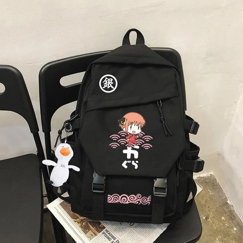 

28×45×14cm Black White, Gintama, Anime, Student Kids Teens School Bags, Backpacks, Girls Boys