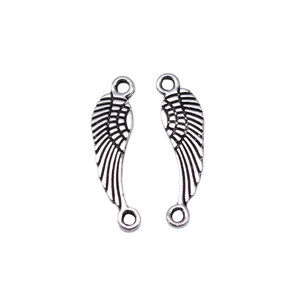 WYSIWYG 40 sztuk Charms 19x5mm skrzydło złącze Charms do tworzenia biżuterii DIY komponenty do biżuterii antyczne srebro kolor stop Charms — zdjęcie 4