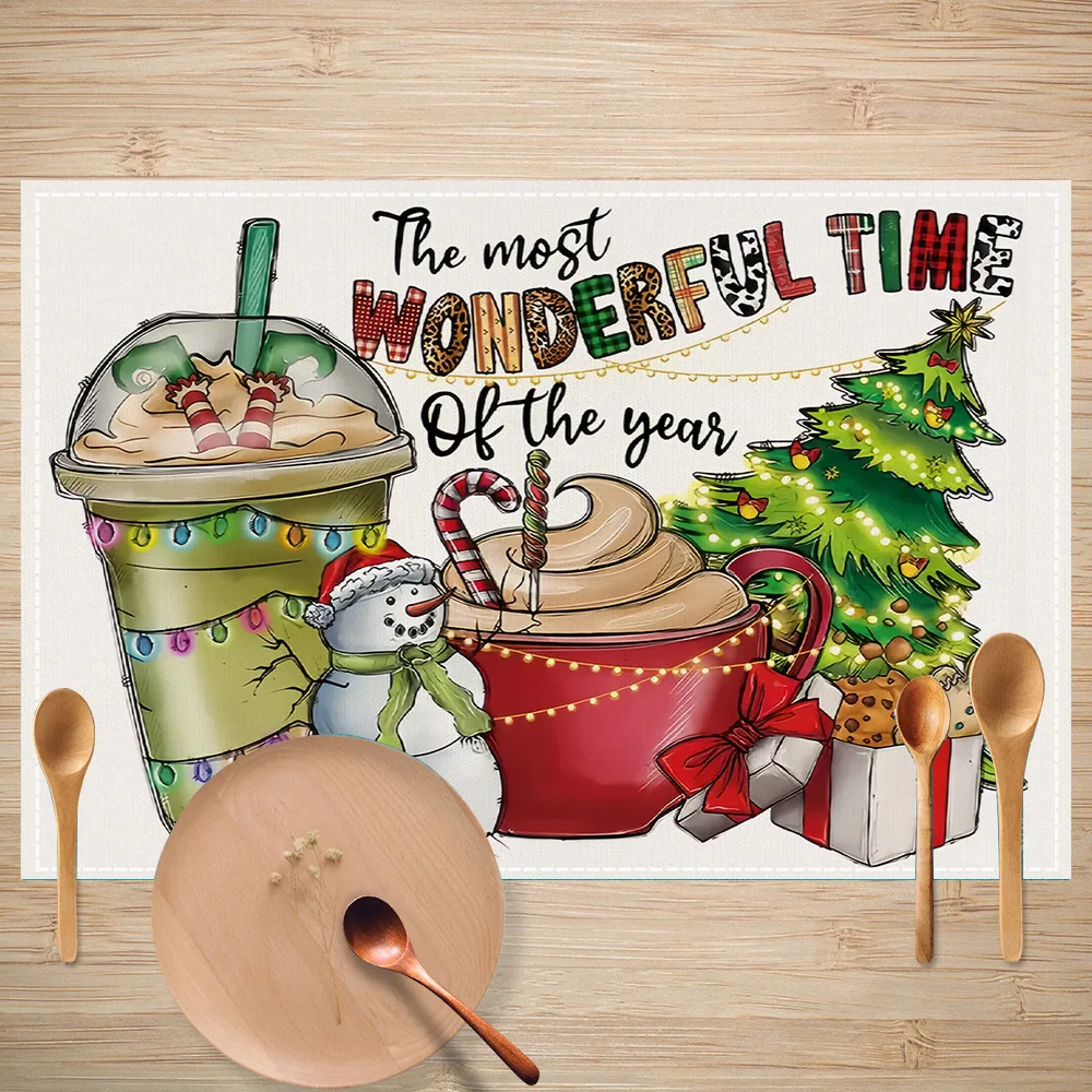 Christmas Snowman Placemats, Non-Slip, Heat-Resistant & Washable Placemats, Festive Party & Home Table Decor