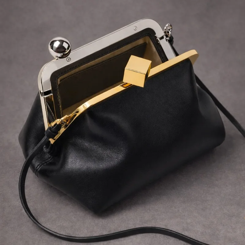 Fashion Women's Bag Metal Square Gold Ball Buckle Shoulder Bag High Quality Personality Clip Dinner Bag Designer Luxury Handbags