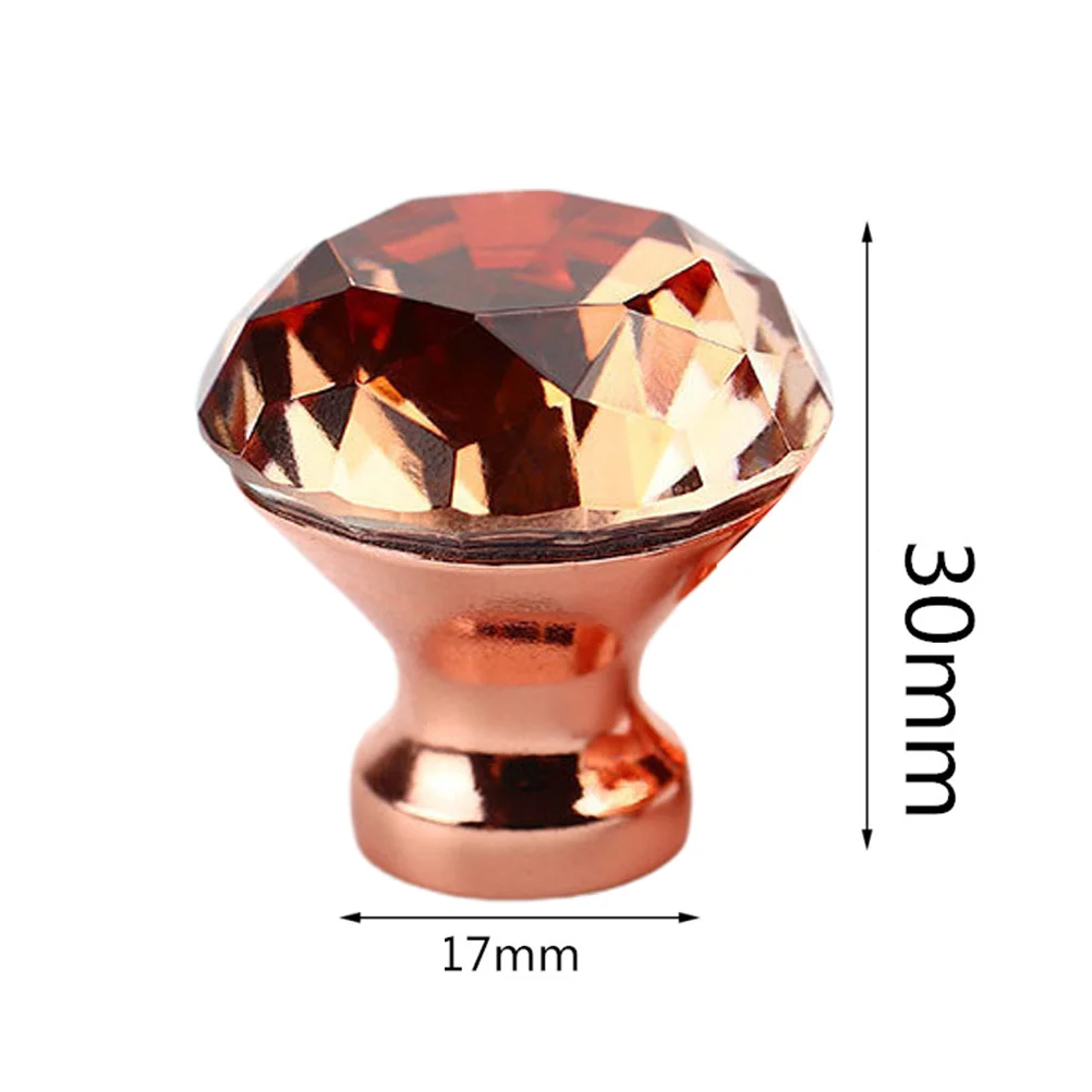 

4Pcs Rose Golden Crystal Drawer Knobs Diamond Shape Design Aluminum Alloy Cabinet Handles Furniture Pulls Glass Cupboard
