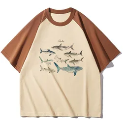 Whales t shirt women printed design designer harajuku tshirt girl anime clothing