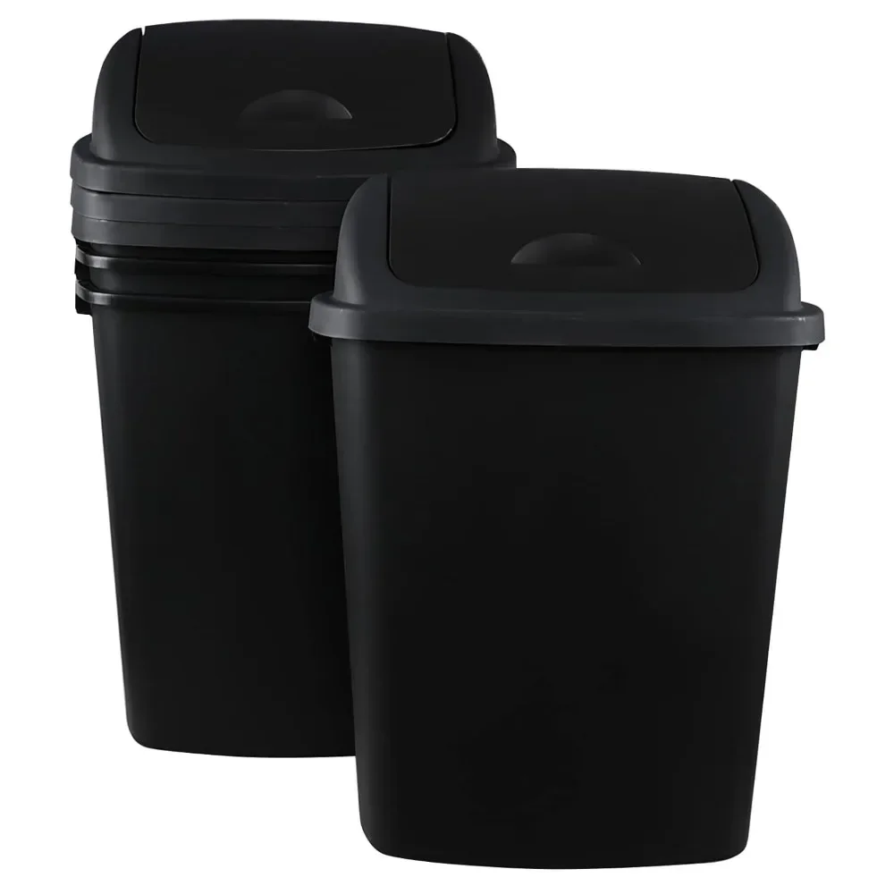 

4 Pack Black 18 Gallon Tall Plastic Kitchen Trash Can with Swing Lid Large Plastic Swing Top Waste Bin for Home,Customized
