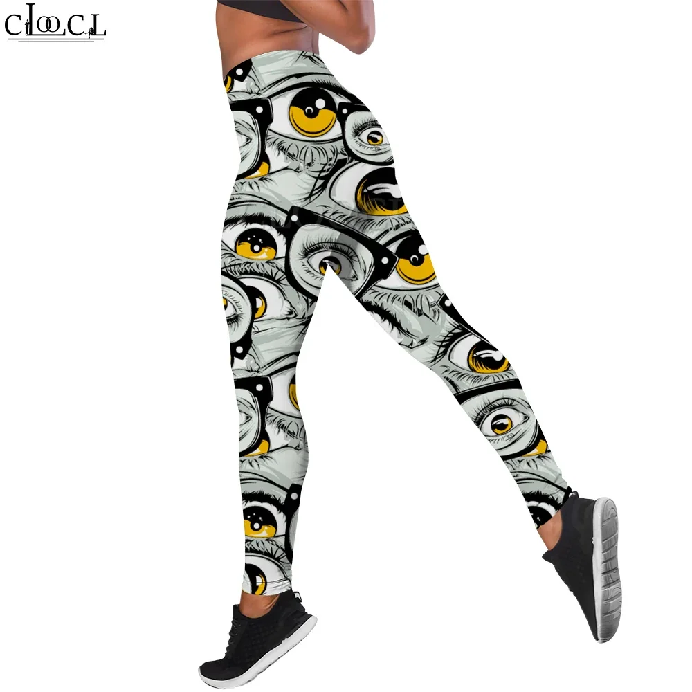 CLOOCL  Casual Women Legging Eye Painting Graphics 3D Printed High Waist Stretch Trousers for Outdoor Jogging Gym Training