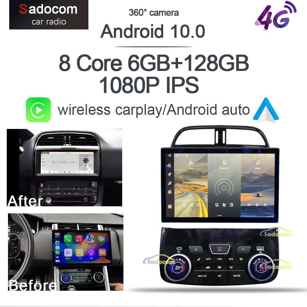 

1080P 13.3" 1920*1080 360 Carplay 6G+128G Android 10.0 Car DVD Player GPS WIFI Stereo Radio For Jaguar XE XEL 2016 - 2020