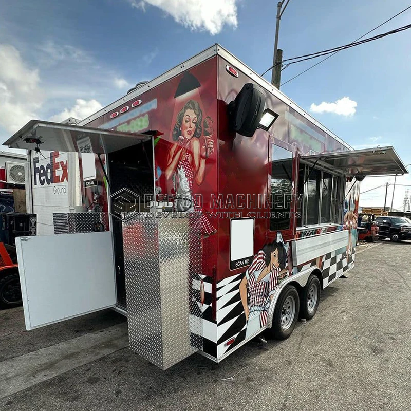 Belyoo New Design Fully Equipped Food Truck Food Trailers Fully Equipped Snack Food Truck Mobile Smoothie Truck for Sale