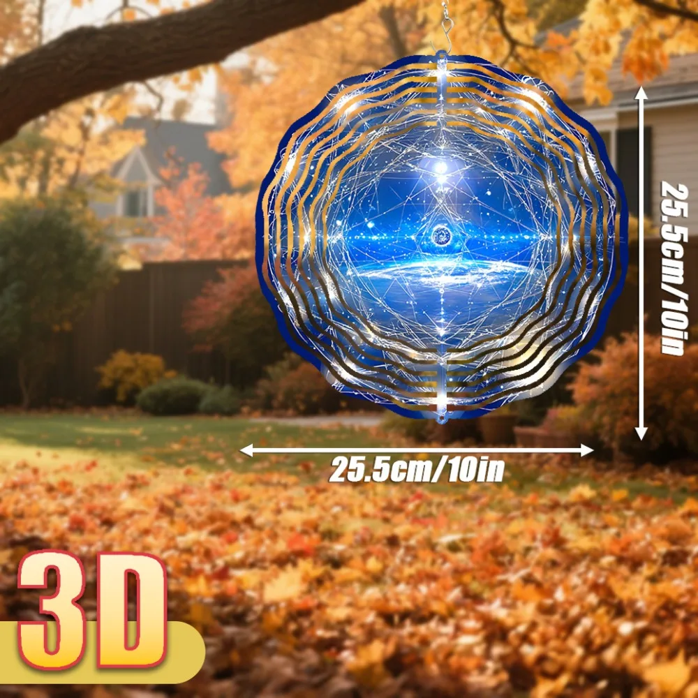 CIFbuy 3D Wind Spinner Glowing Spherical Network 360° Rotating Hook DIY Creative Outdoor Garden Yard Decor for Women 10in