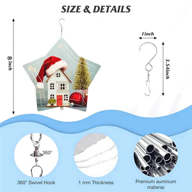 A79I 6 حزمة 8 بوصة التسامي الرياح المغازل الفراغات معلقة الرياح المغازل لعيد الميلاد حديقة الديكور #1