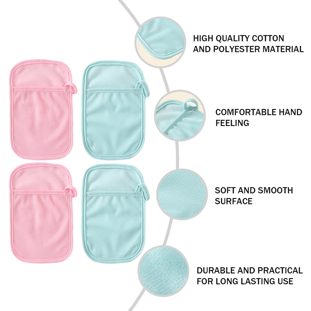 

4 Pcs Bath Gloves for Kids Rubbing Towel Reusable Mitt Loop Fleece Infant Bathing Brush Toddler Baby