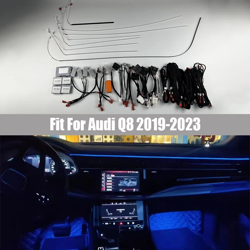 LED 19 Lights Colorful Atmosphere Lamp Suitable for Audi Q8 2019 - 2023 Atmosphere Lamp Screen Control Steering Wheel Control