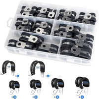 42PCS cable clamp kit - rubber gasket 304 stainless steel hose clamp ring clamp, 6 sizes (42PCS 1/4-5/16-3/8-1/2-5/8-3/4 inch)