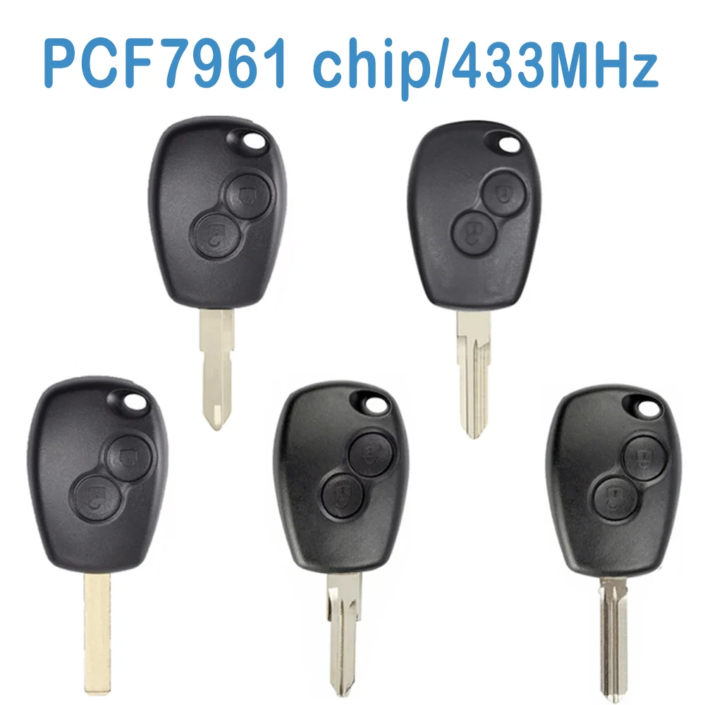 

2 Pcs/lot Auto Smart Remote 2 Buttons FSK 433MHz PCF7961M/4A Chip Replace Car Key For Renault