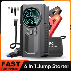 4-in-1 autobandenpomp Opblaasbare pomp Elektrische pomp Auto Jump Starter Batterij starten Draagbare luchtcompressor Noodstroom