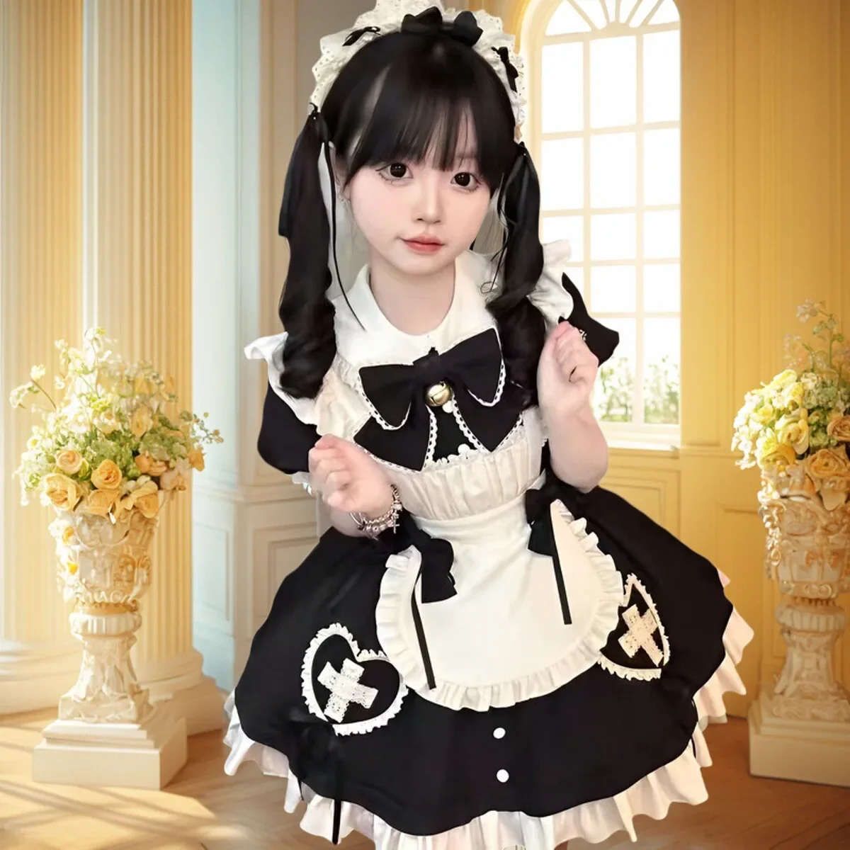Cute Maid Uniform Cat Print Lolita Dress Cosplay 2025 Themed Par Wear Costume for Girls Large Size Teenagers Anime dsfewr3
