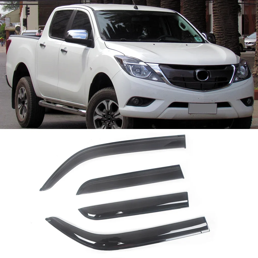 For Mazda BT-50 2006-2019 Car Side Window Visor Sun Rain Guard Shade Shield Shelter Protector Cover Frame Sticker Accessories