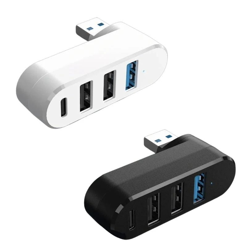 90/180 degree Rotatable 4 Ports USB 3.0 2.0 Hub Type C High Speed Data Transfer U Disk Splitter Adapter For Laptop MacBook PC