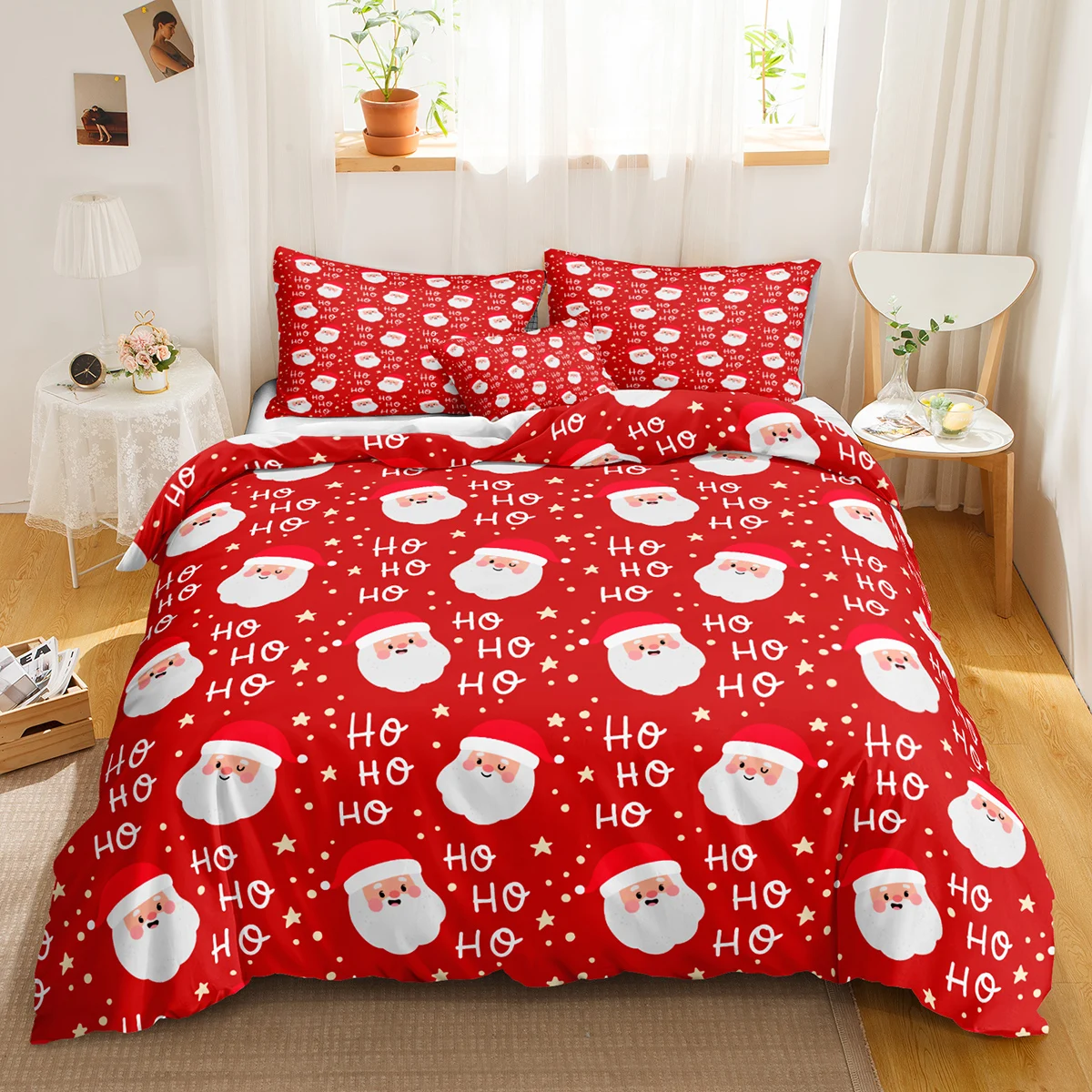 

Cartoon Christmas Bedding Sets Santa Claus Duvet Cover Set Modern Fashion Home Textiles Floral Bed Linen for Dropshipping