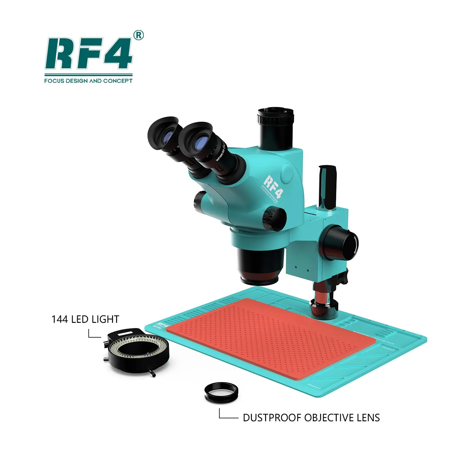 RF4 6,5-65X HDMI USB 4K Cámara Pilar soporte Zoom teléfono soldadura PCB reparación Trinocular microscopio estéreo RF6565-PO4-4KC1