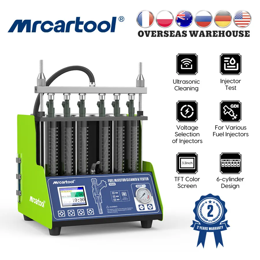 

MR CARTOOL V310 Car GDI Fuel Injectors Tester Cleaning Machine Automotive Piezo Fuel Nozzle Washer 6 Cylinders VS AUTOOL CT400