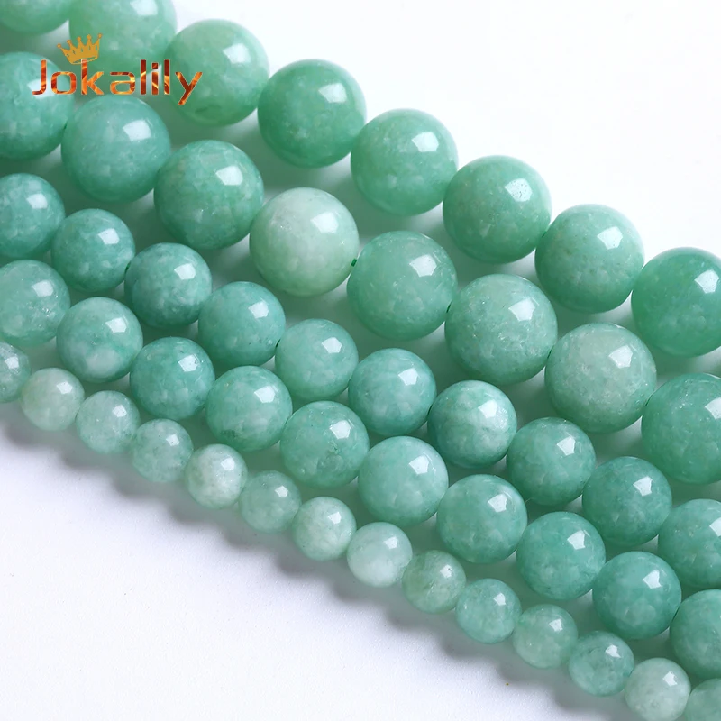 Natural Green Angelite Beads Burmese Jades Stone Round Loose Beads For Jewelry Making Diy Charms Bracelets Necklace 6 8 10mm 15