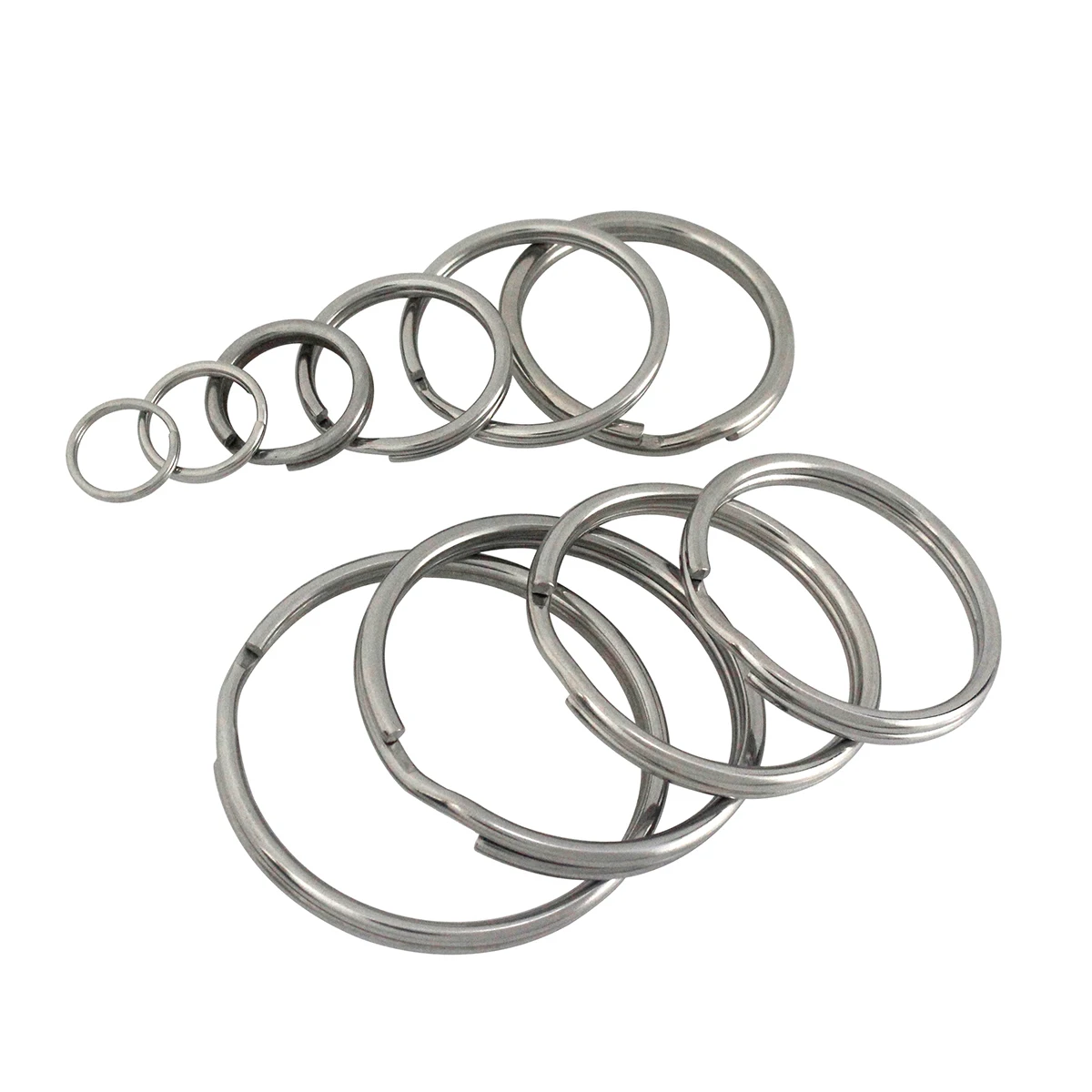 5pcs Metal Split Rings Round wire Double Loop Keyring 10-38mm Keychain Keys Holder DIY Leather Craft hardware Stainless Steel