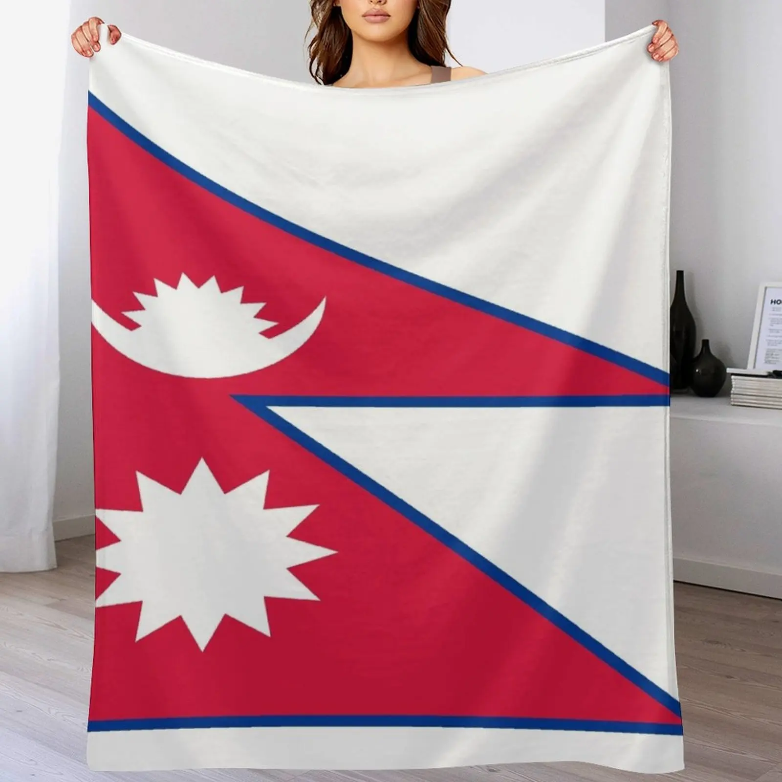 Superb Flag Of Nepal and its red and white colors. Throw Blanket Long Lasting Soft Plush Blanket for Daily Use