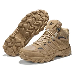 New Men High Quality Leather Boots Fishing Hunting Sneakers Desert Combat Men's Boots Outdoor Hiking Shoes Ankle Boots Work Safe