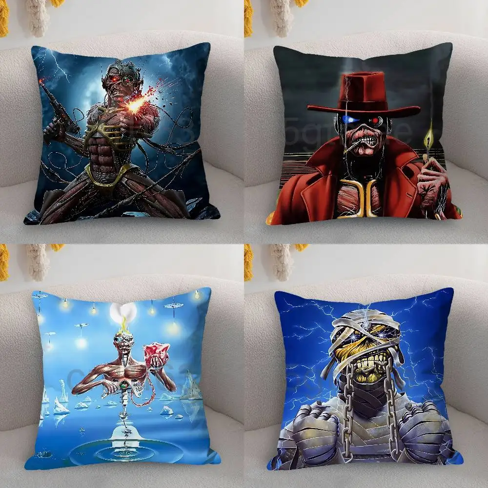 I-Iron M-Maiden Mascot Eddie Print Pillow Case Aesthetic Bedroom Decor 30x30 40x40 45x45 50x50 60x60 65x65cm