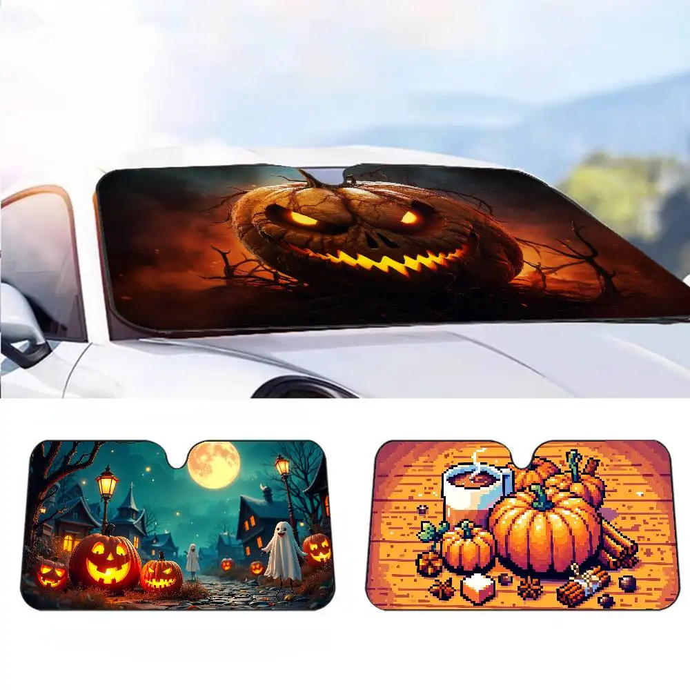 

Хэллоуин Тыква Автомобильный солнцезащитный козырек Зонтик Солнцезащитный козырек на лобовое стекло автомобиля Защита от ультрафиолета и внутренний охладитель