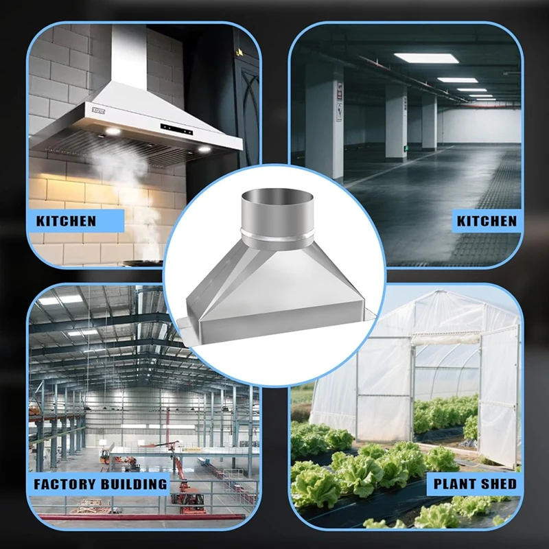 4in Dia X 3-1/4in X 10in L Microwave Vent Kit, Rectangular to Round Duct Galvanized Steel Transition for Connecting Duct-ANKL