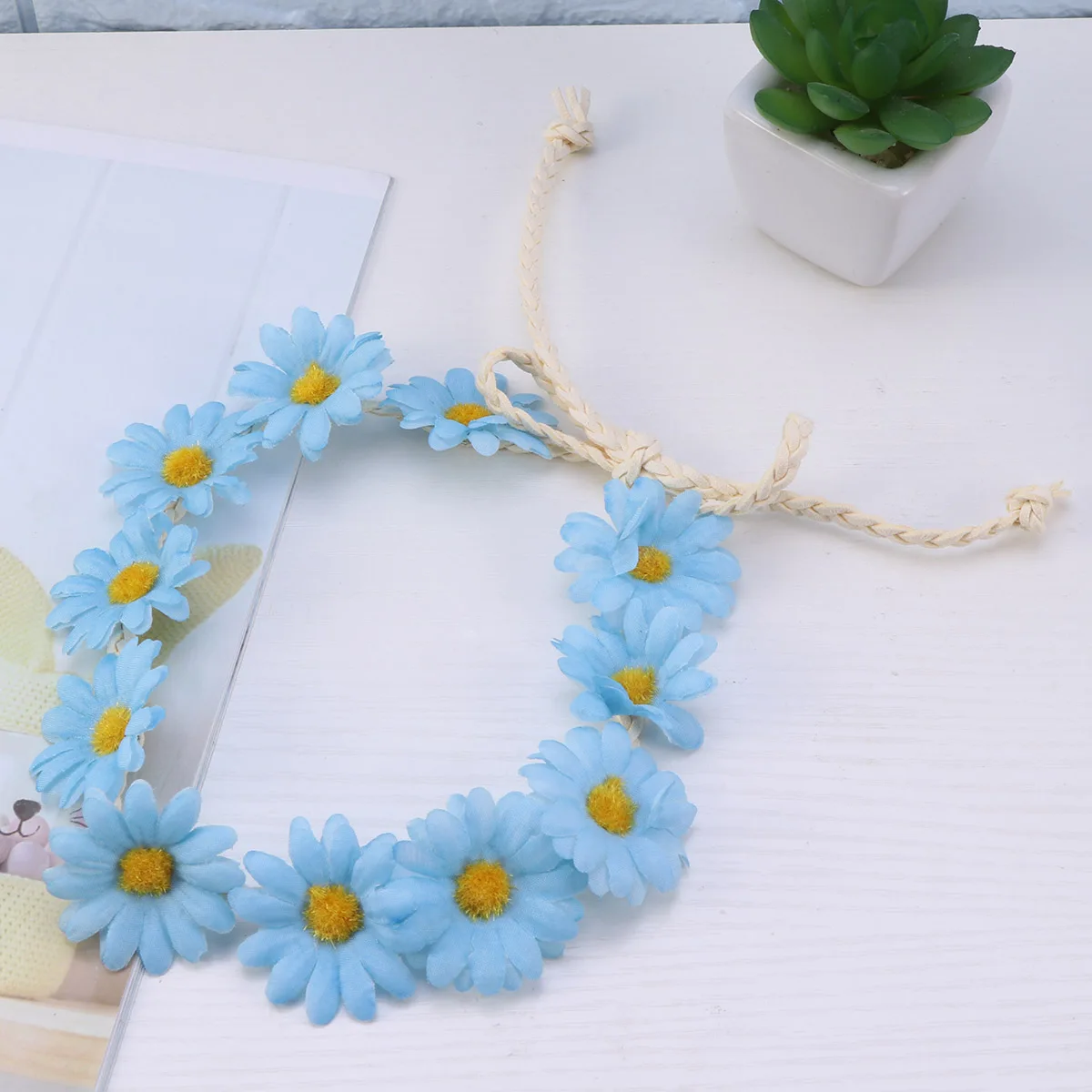 

2 PCS Headbands Wedding for Bride Hair Wraps Women Fashion Prom Decorations Flower Headpiece Accessories Blue Party Miss