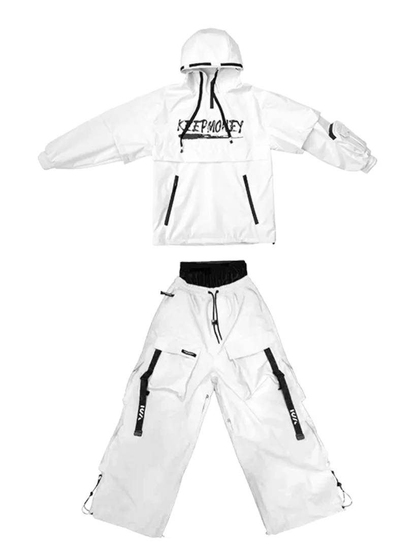 KEEPMONEY ใหม่สไตล์อเมริกันชุดสกีสีขาวกันน้ำสโนว์บอร์ดชุดขนแกะซับฤดูหนาวที่อบอุ่นชุดกีฬาสำหรับผู้ชายผู้หญิง