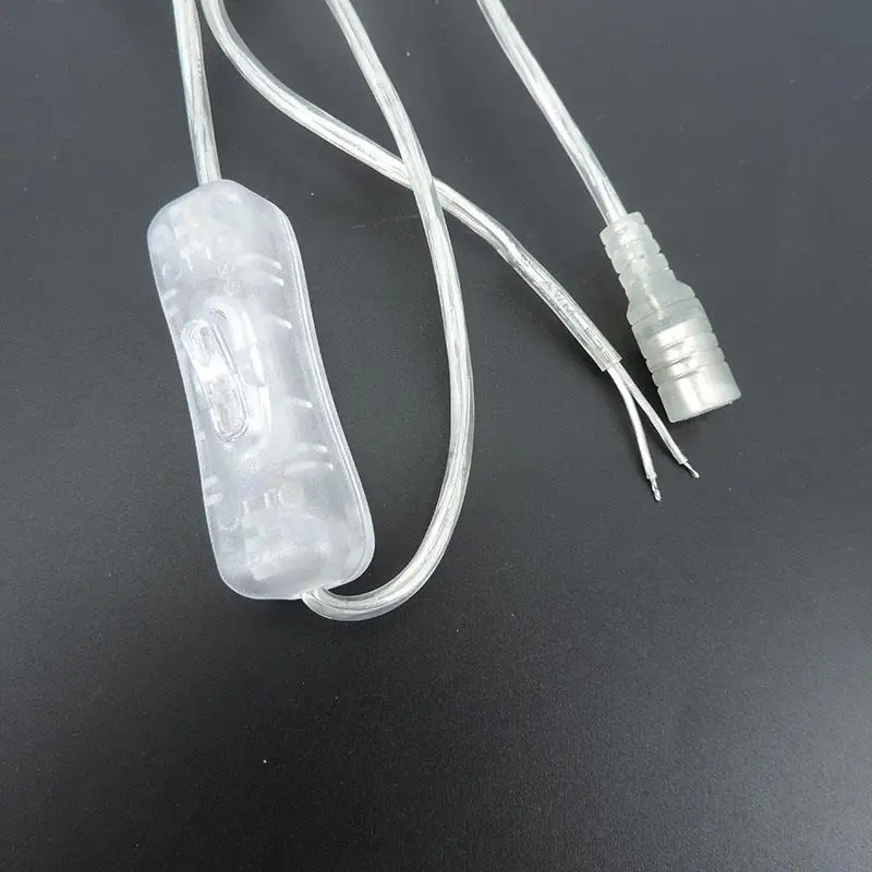 2pin 22AWG przezroczysty DC żeński 12V 5V 5.5x2.1mm zasilacz przedłużający kabel włącznik światła led przycisk złącze lampa neonowa V27