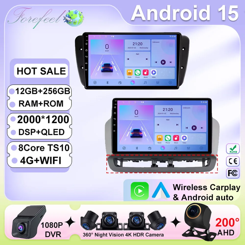 

GPS Navigation QLED Touch Screen For Seat Ibiza 2012-2015 Android Auto Radio Car Multimedia Video Player 5G WIFI BT No 2din DVD