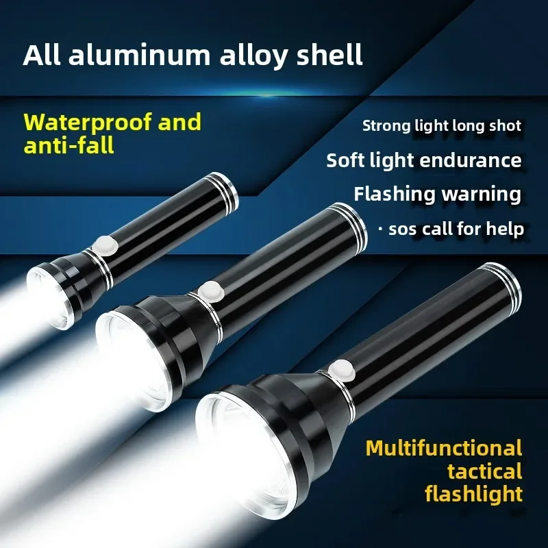 Compact Tactical LED Flashlight USB Rechargeable Waterproof Long Range Aluminum Alloy Strong Light for Outdoor Camping Hiking