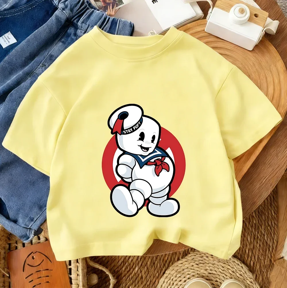 2026 Summer Boys Girls T Shirt Ghostbusters Cute Cartoon Casual Street Fashion Daily Outfit 3-14Y