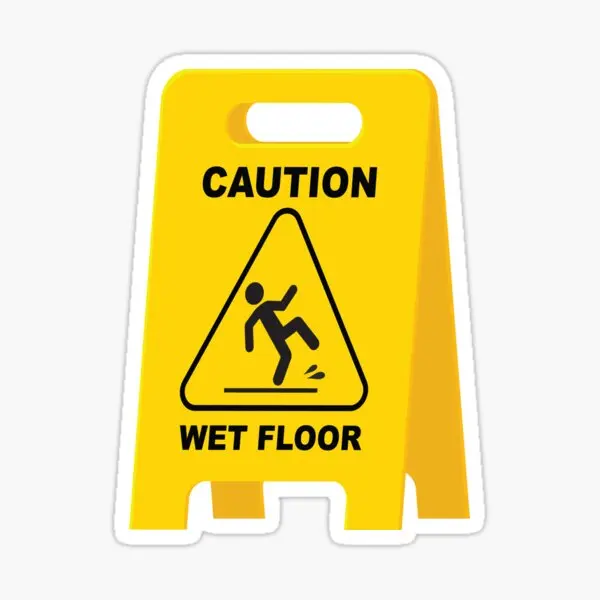 Caution Wet Floor Sign Funny Slippery  5PCS Car Stickers for Window Art Wall Print Room Decorations Background Decor  Anime