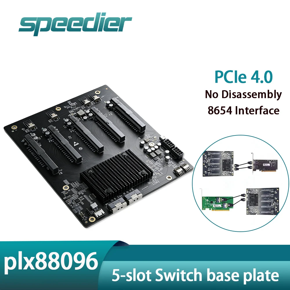 

PLX 88096 5-слотовая плата расширения PCIe 4.0 без разборки для графических процессоров и сетевых карт, внешняя плата расширения