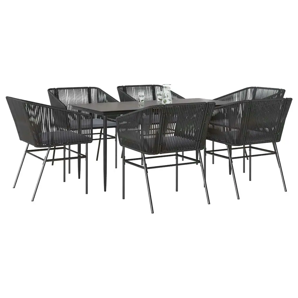 

Elegant Weather Resistant Outdoor Dining Set 6 Seater Modern Black Dark Grey Furniture for Patio Balcony Backyard