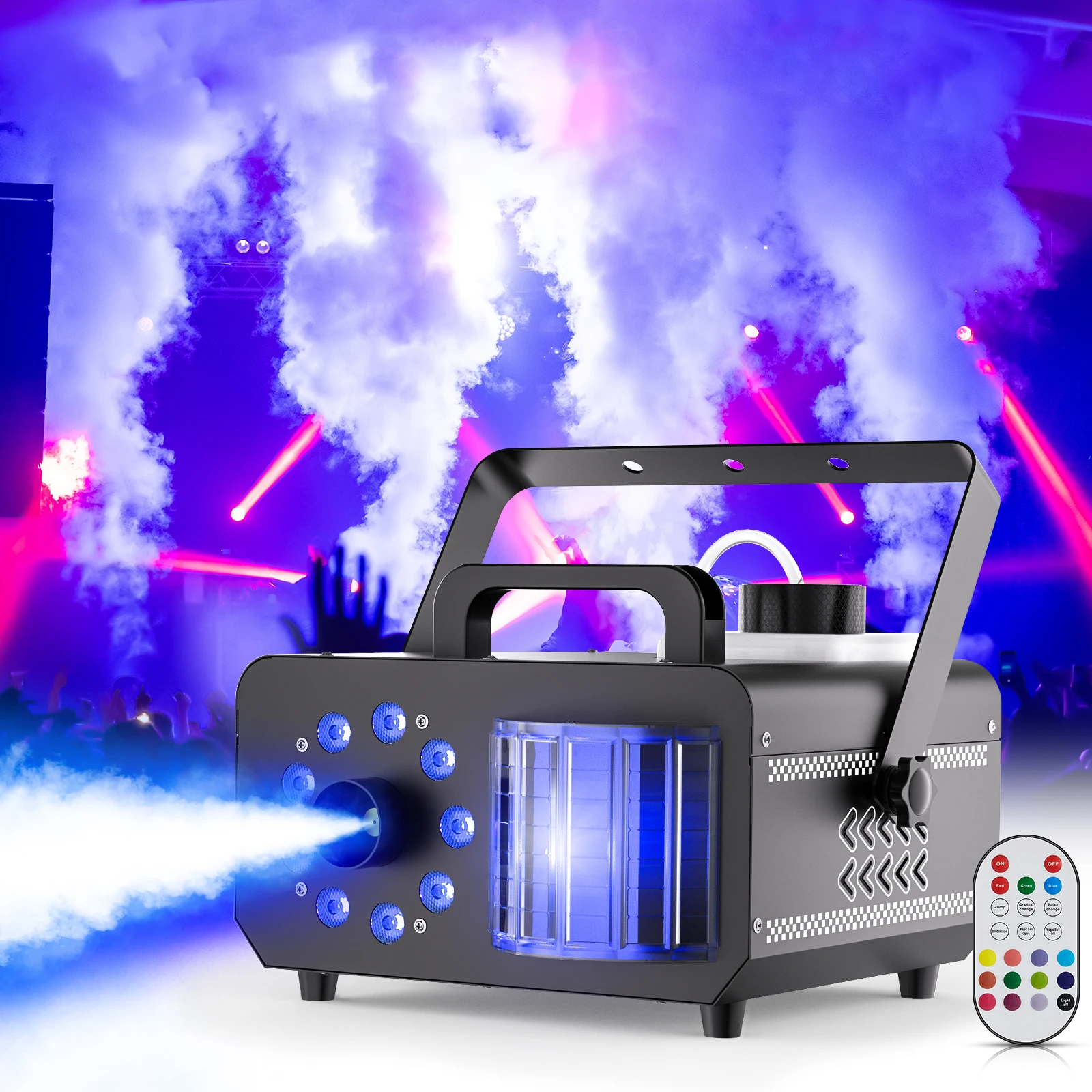 1200W RGB 9 LED Magic Ball Effect Fog Machine for Stage Wedding Party Disco Nightclub Show Smoke Machine