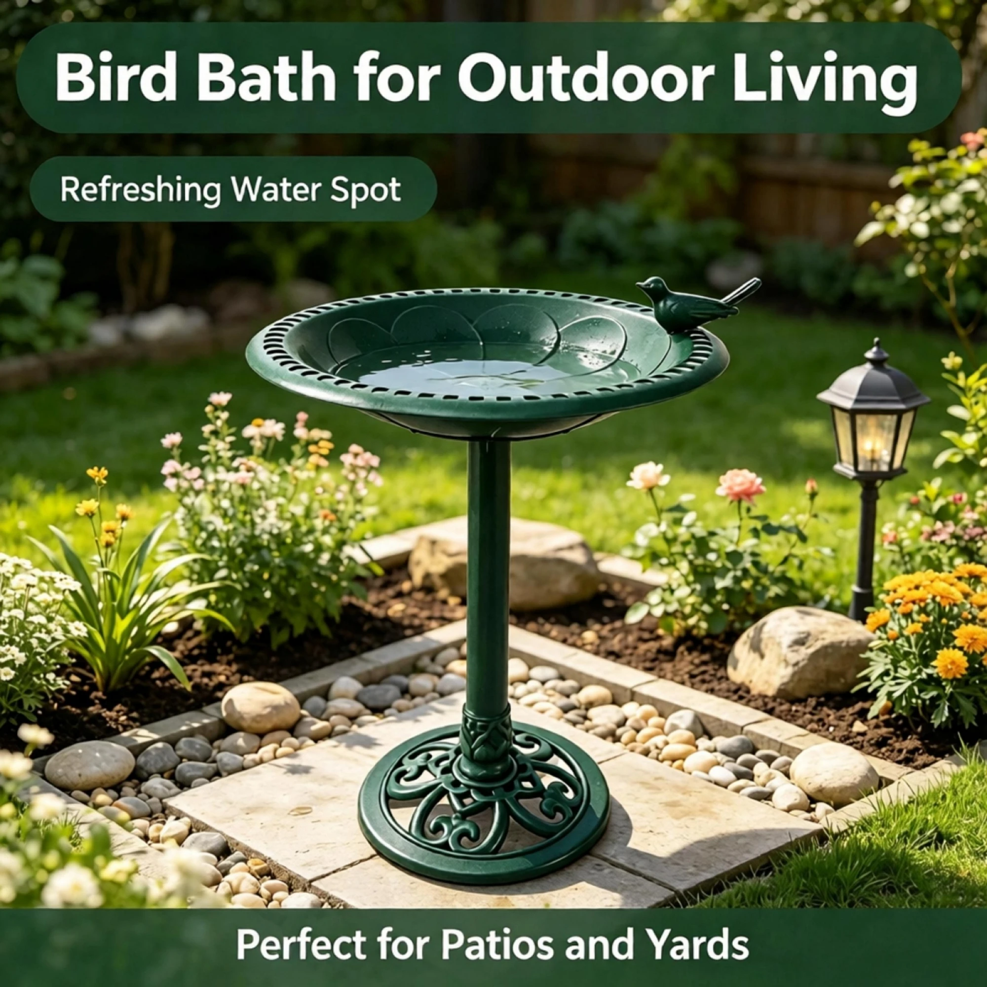 Vintage Bird Bath Bowl Stake Tall Standing Bird Feeder Plate for Yard Decor
