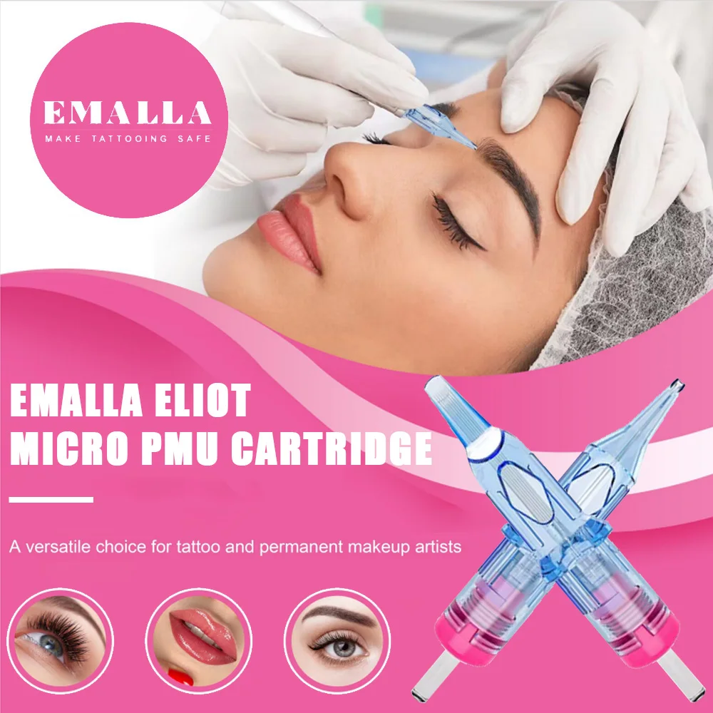20 stücke EMALLA Eliot PMU Permanent Make-Up Tattoo Patrone Nadeln Augenbraue Eyeliner Lip Microblading für SMP Maschine Nadeln – Detail 7