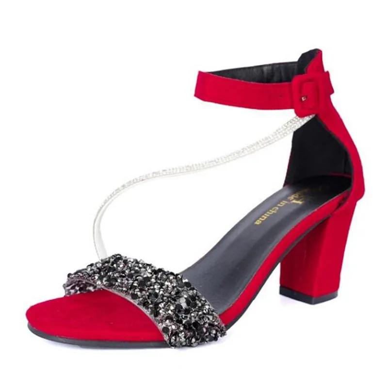 

Женские модные летние босоножки 2026 года с блестками, на среднем каблуке, с пуговицами, для улицы, женские туфли на каблуке, сандалии, Zapatos De Mujer