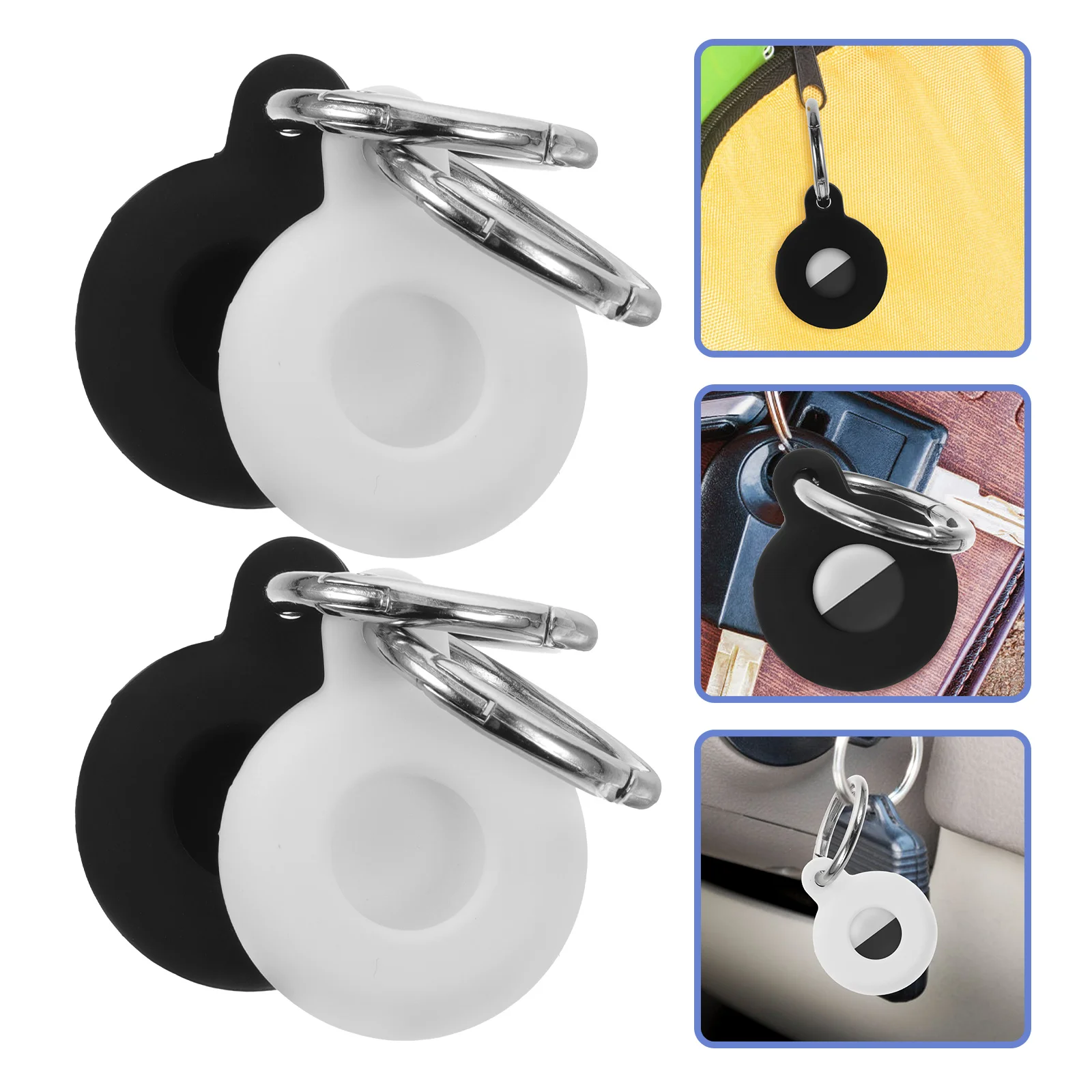 4Pcs Anti-Lost Protective Cover Silicone Sleeve Keychain Holder Shockproof Anti-Drop Secure Case for Tracker